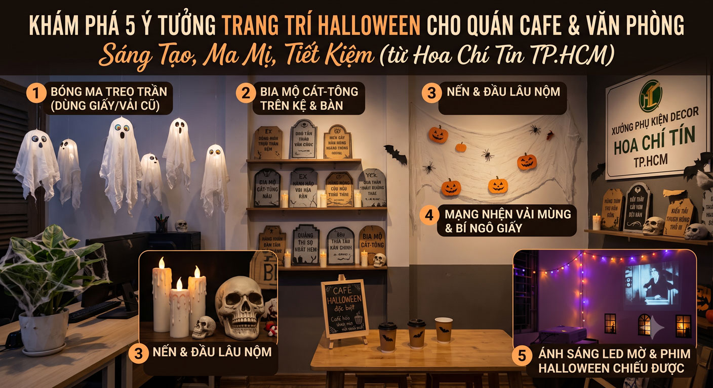 Gợi Ý 5 Ý Tưởng Trang Trí Halloween Ấn Tượng Cho Quán Cafe, Văn Phòng