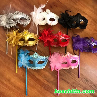 Mặt Nạ Ren Bông Tay Cầm