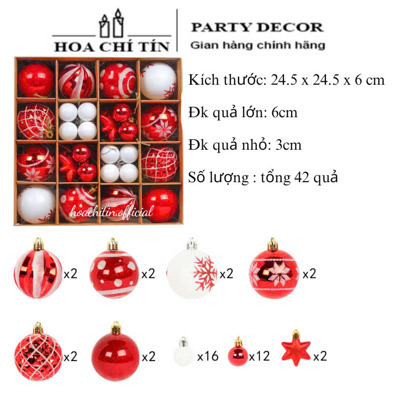 Set 42 Quả Châu Kiểu Trắng Đỏ