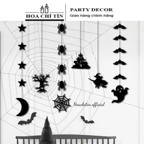 Set 6 dây treo nỉ đen hình halloween