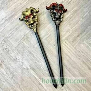 Tay cầm đầu lâu sừng dê 92cm