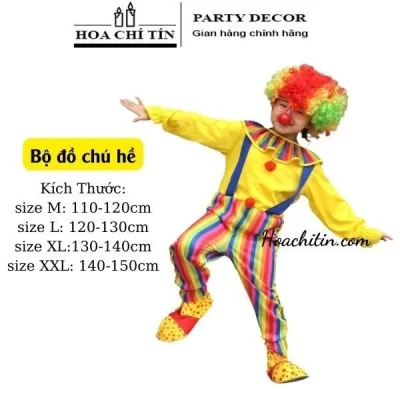 Trọn Bộ Trang Phục Chú Hề Áo Vàng Trẻ Em