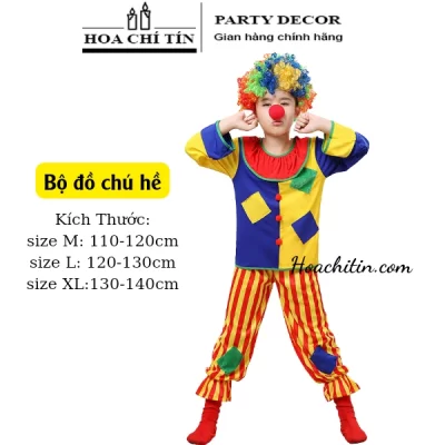 Trọn Bộ Trang Phục Chú Hề Áo Xanh Trẻ Em