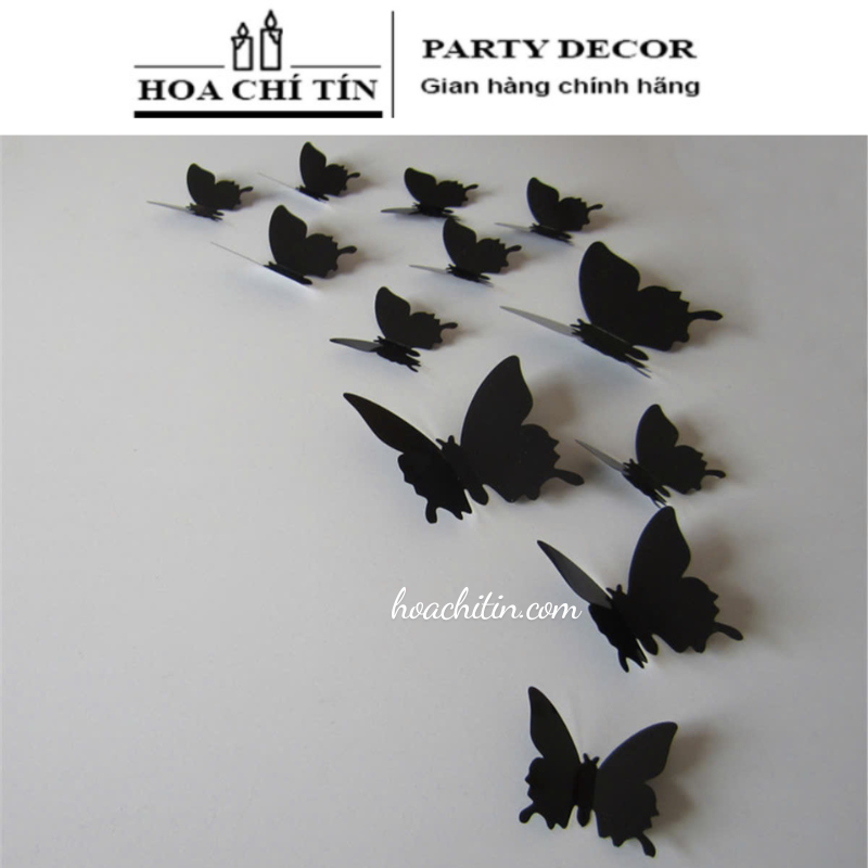 Sticker Bướm Đêm Đen (12 Con) - Hình 2