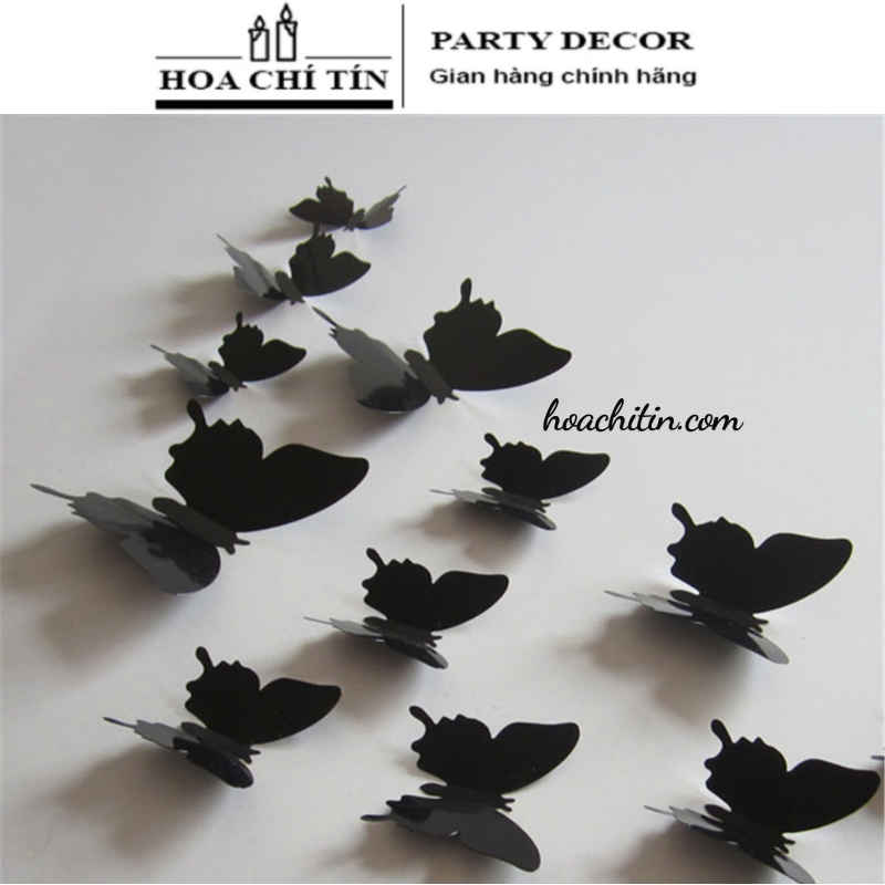 Sticker Bướm Đêm Đen (12 Con) - Hình 1