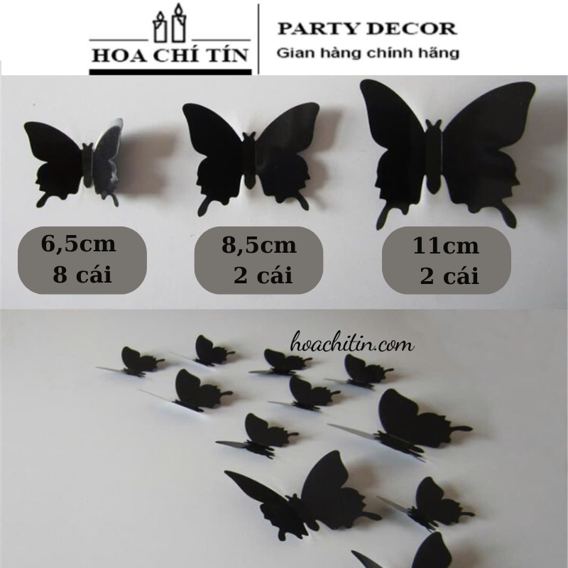 Sticker Bướm Đêm Đen (12 Con) - Hình 3
