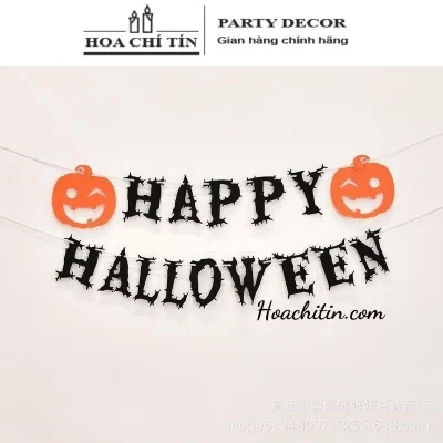 Dây Treo Happy Halloween Vải Nỉ Đen Gai