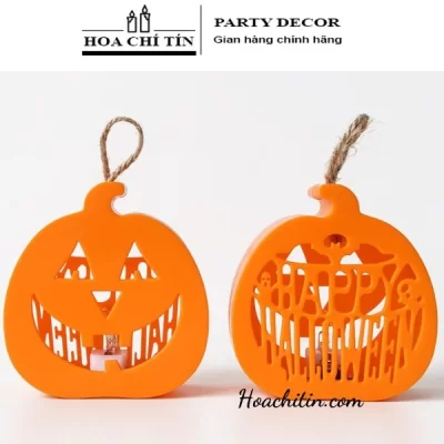 Đèn Led Quả Bí Cam Chữ Halloween Để Bàn