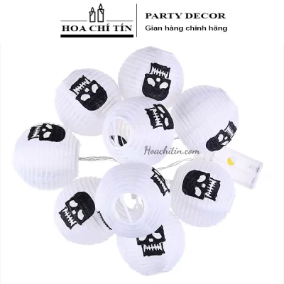 Đèn Led Halloween Đầu Lâu Đen ( Pin)