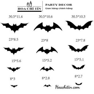 Sticker Dơi Đen Lớn (12 Con)