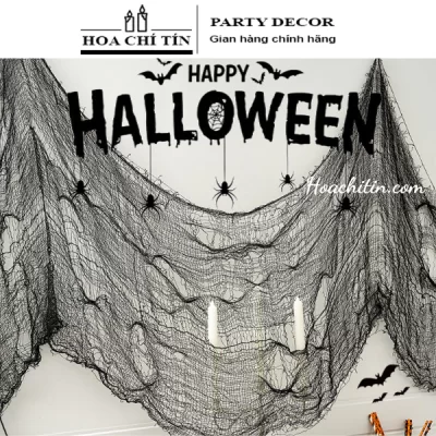 Tấm Vải Lưới Đen Dựng Decor Background Halloween