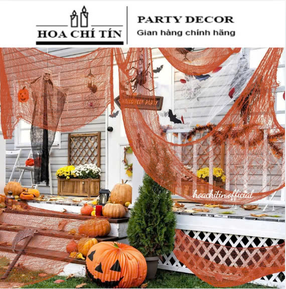 Tấm Vải Lưới Cam Dựng Decor Background Halloween