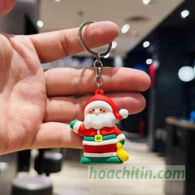 Móc khóa 3D Ông Già Noel vàng Chào 5cm