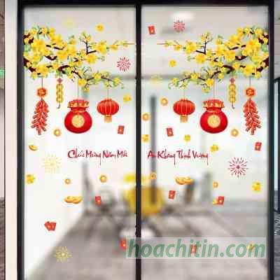 Decal Tết Hít Cành Mai Vàng