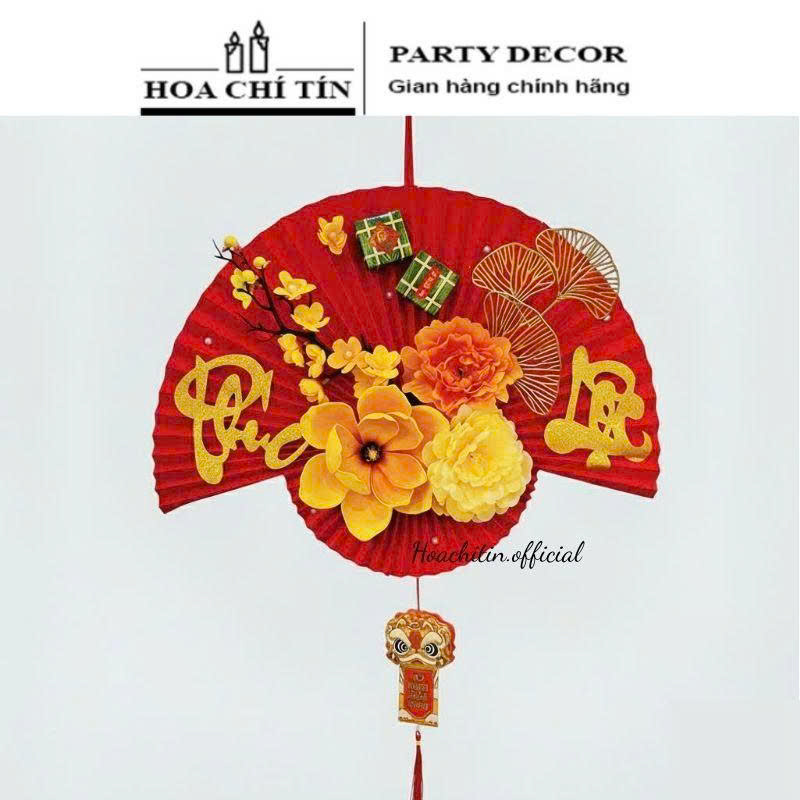 Quạt Đỏ Phúc Lộc Vàng