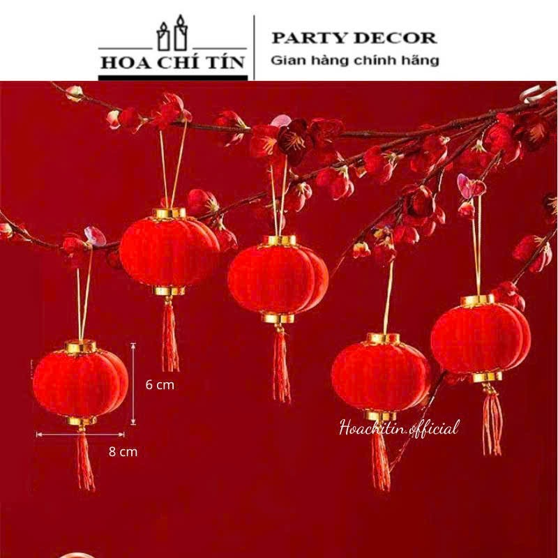 Lồng Đèn Nhung Búi Tỏi 8cm