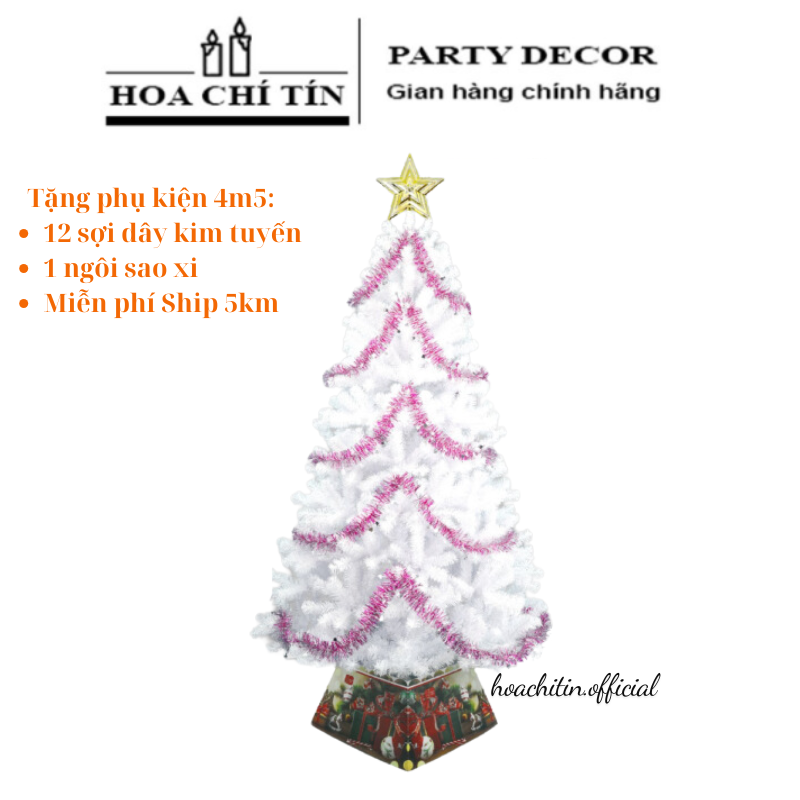 Cây Thông Noel Trắng Tuyết 4m5 (Chân Sắt)