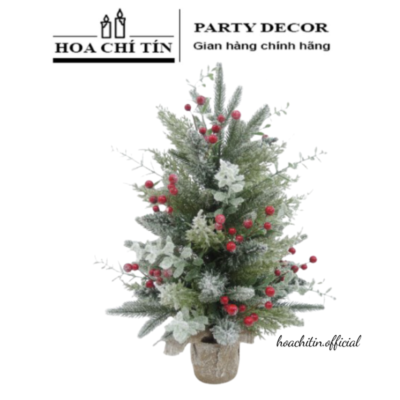 Cây Thông Noel Để Bàn Gắn Lá Phủ Tuyết Size 60cm