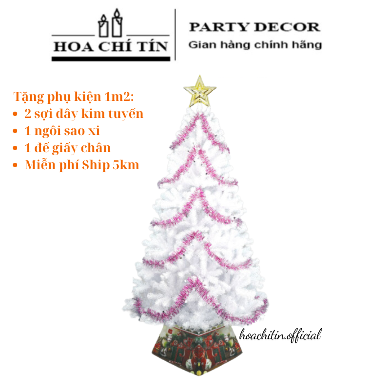 Cây Thông Noel Trắng Tuyết 1m2(Chân Nhựa)