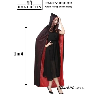 Áo Choàng Đỏ Đen Có Mũ Size 1m4