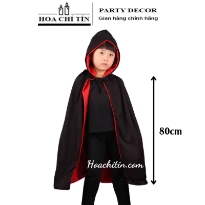 Áo Choàng Đỏ Đen Có Mũ Size 80cm