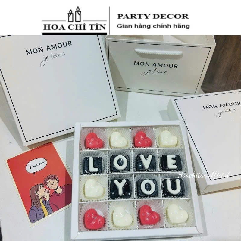 Socola Valentine 16 Viên LOVE YOU Hộp Trắng