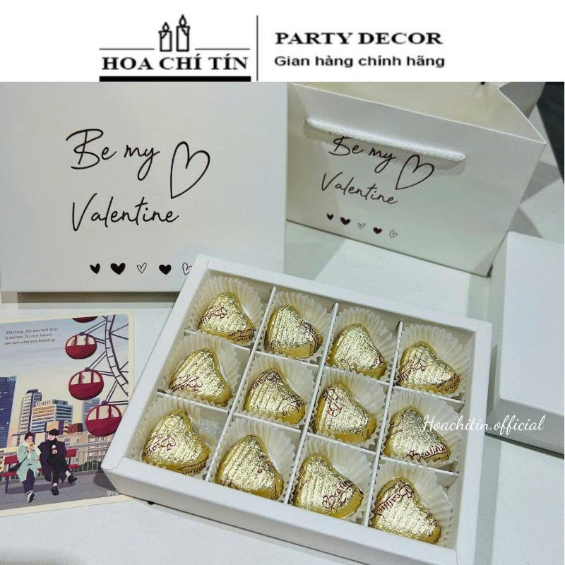 Socola Valentine Tim Vàng 12 Viên Hộp Trắng
