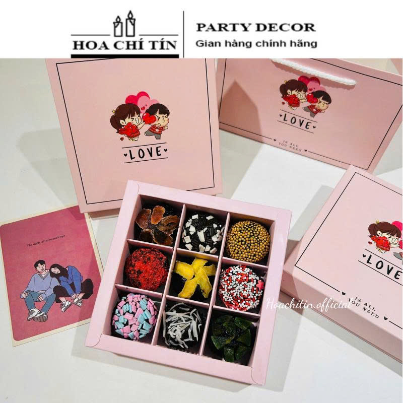 Socola Truffle Hộp Hồng Love 9 Viên (Mix ngẫu nhiên)