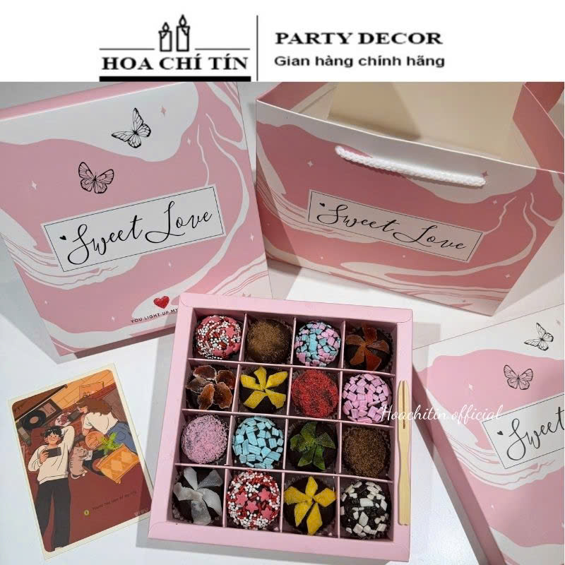 Socola Truffle Hộp 16 Viên Hộp Hồng (Mix ngẫu nhiên)