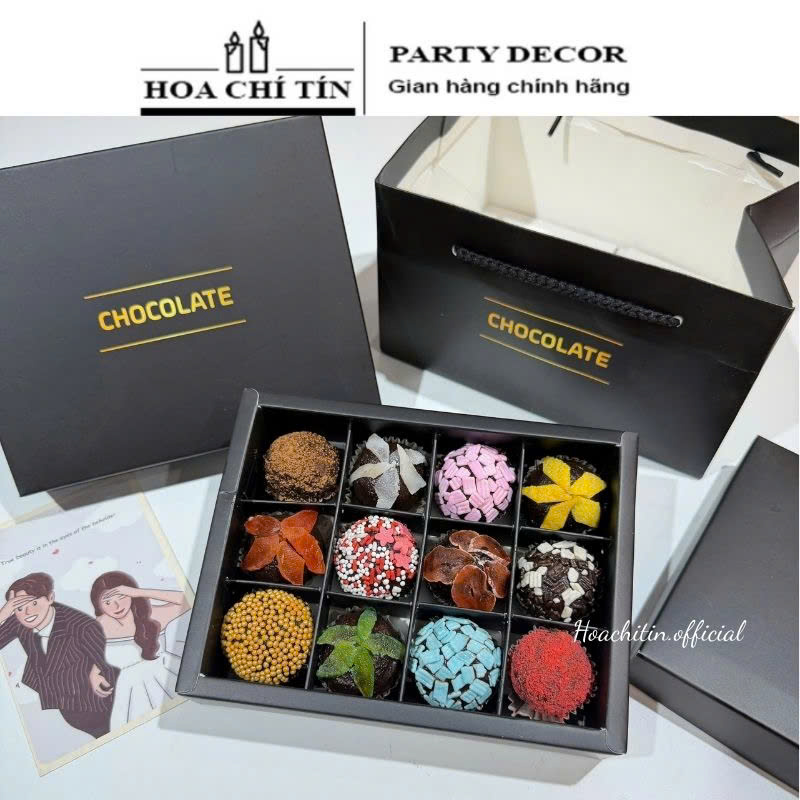 Socola Truffle Hộp Đen Choco 12 viên ( Mix ngẫu nhiên)
